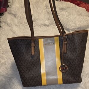 Michael Kors Brown and Yellow Tote Bag